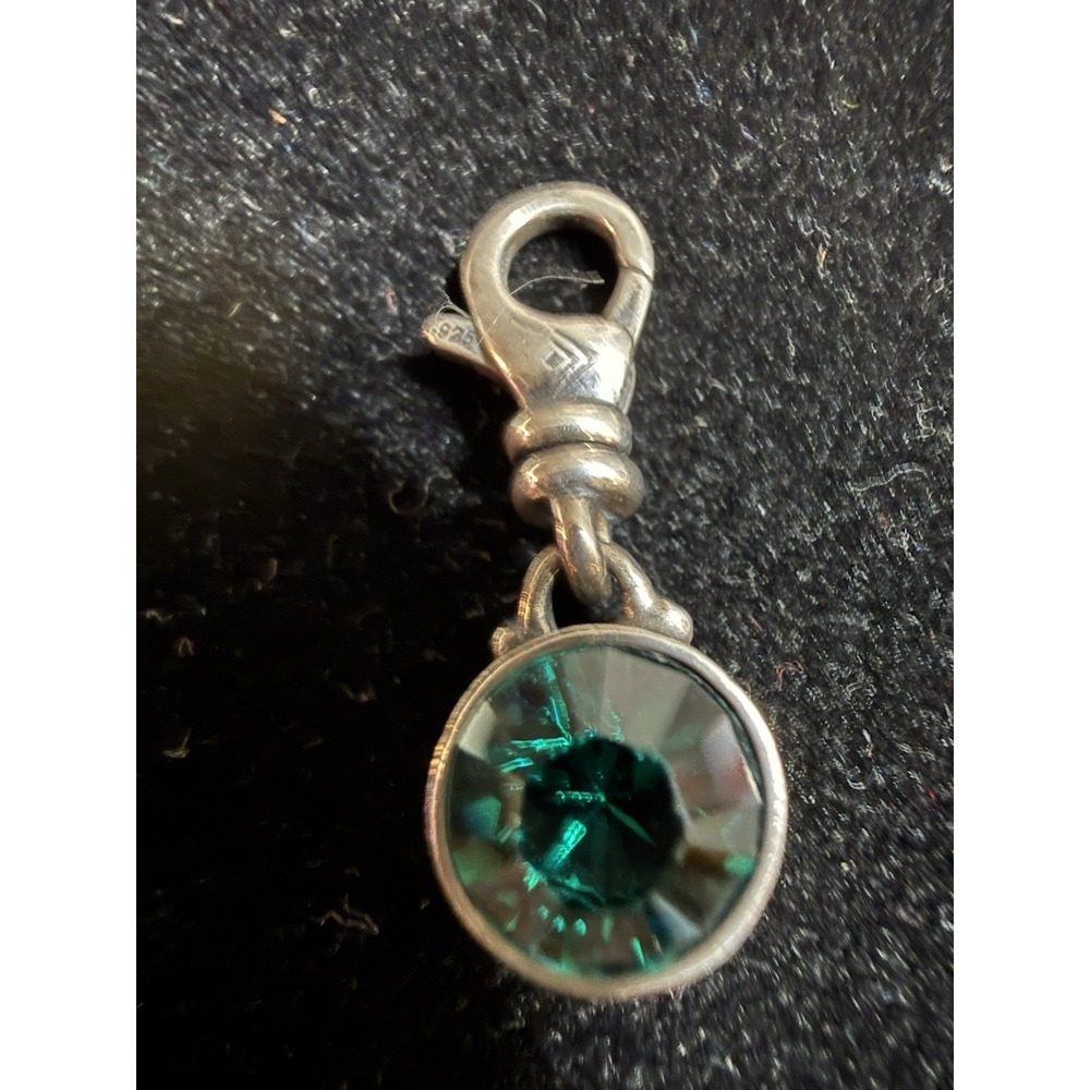 Silpada Green Crystal Birthstone May Sterling Silver Bracelet Necklace Charm 925